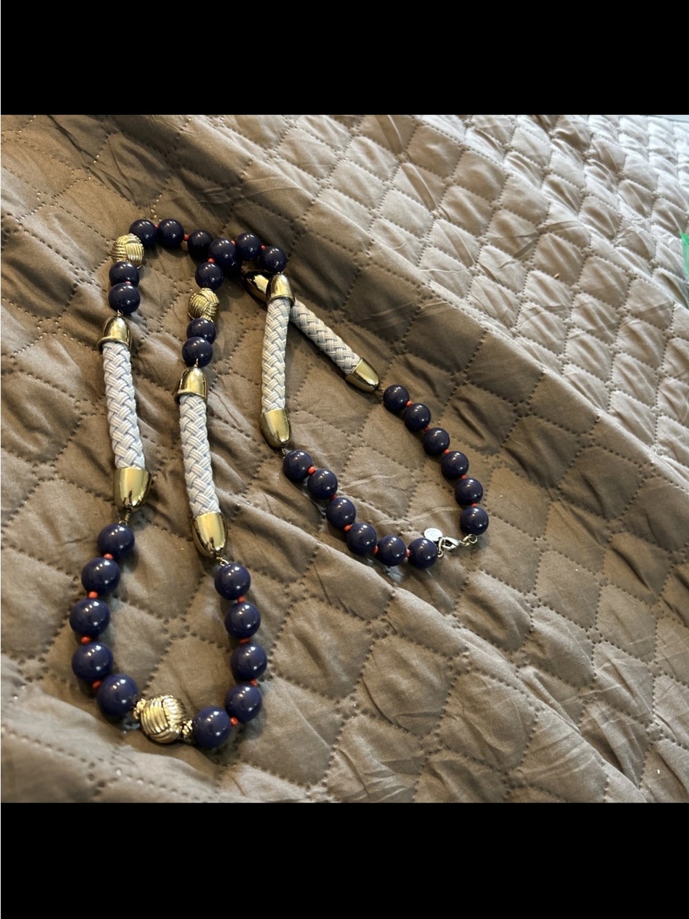 Statement Navy Beaded Rope Necklace - Talbots